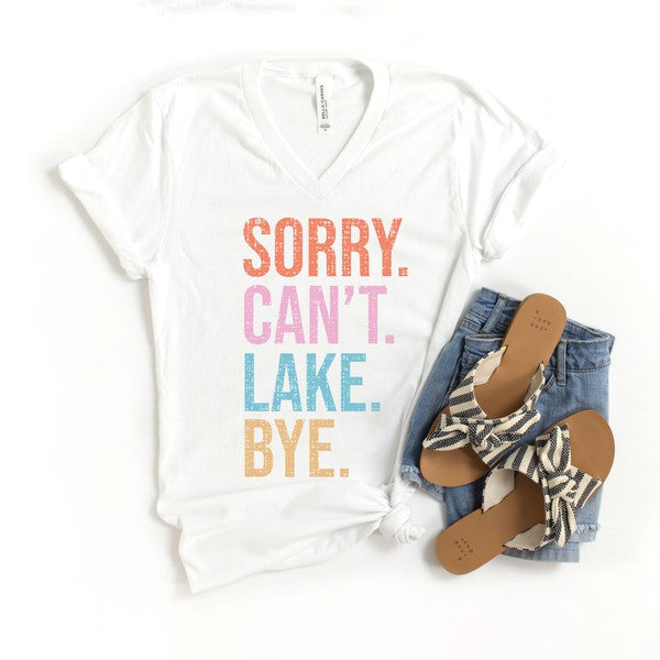 Sorry. Can't. Lake. Graphic V-Neck Tee