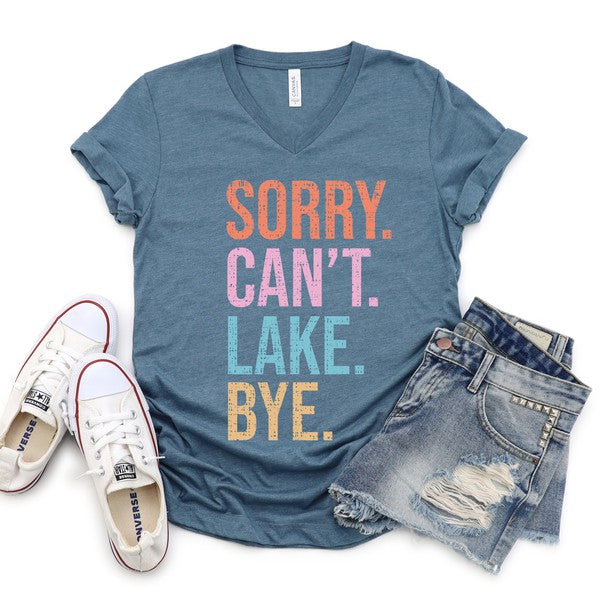 Sorry. Can't. Lake. Graphic V-Neck Tee