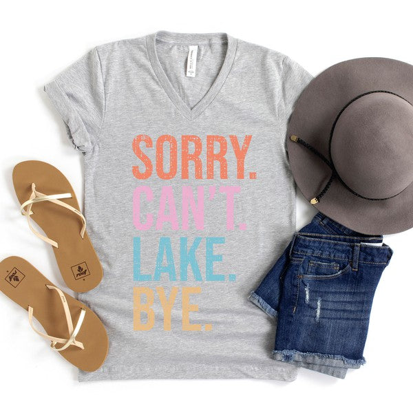 Sorry. Can't. Lake. Graphic V-Neck Tee